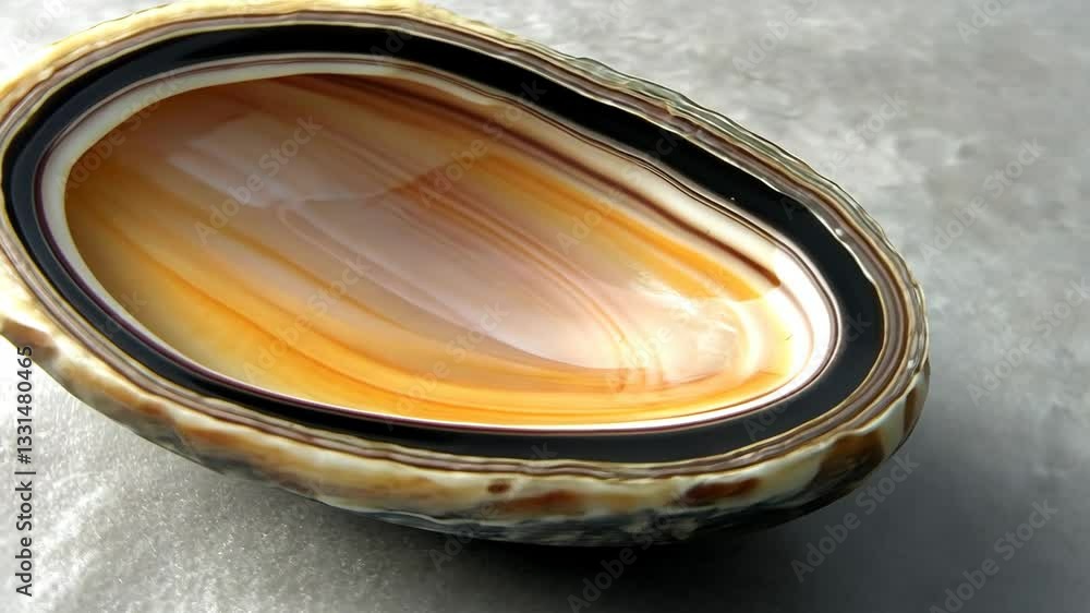 Poster unique agate slice displaying vibrant colors and patterns on a smooth surface in natural light