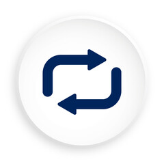 Repeat music track symbol. Media player music track loop button icon in neomorphism style for mobile app. Button for mobile application or web. Vector on white background