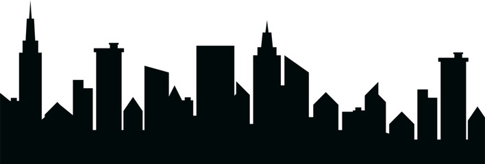 Obraz premium Black City Building Silhouette Background