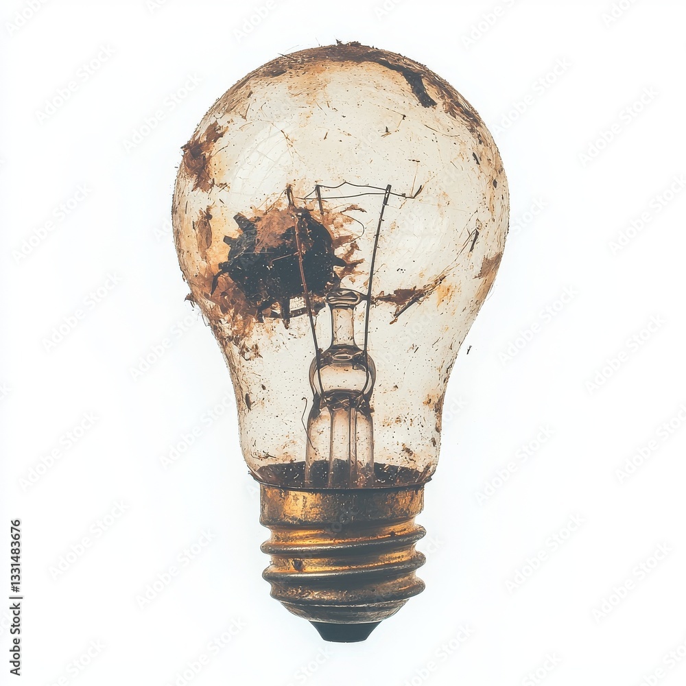 Poster gears inside a light bulb positioned on a completely transparent background
