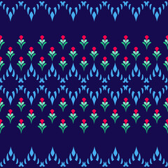 Fototapeta premium seamless pattern red flower and wave on blue background