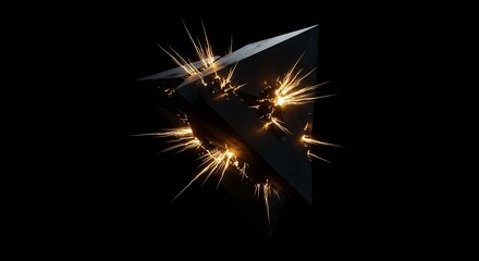 Fototapeta premium Explosive Energy Erupting From Dynamic Geometric Shape in Dark Setting