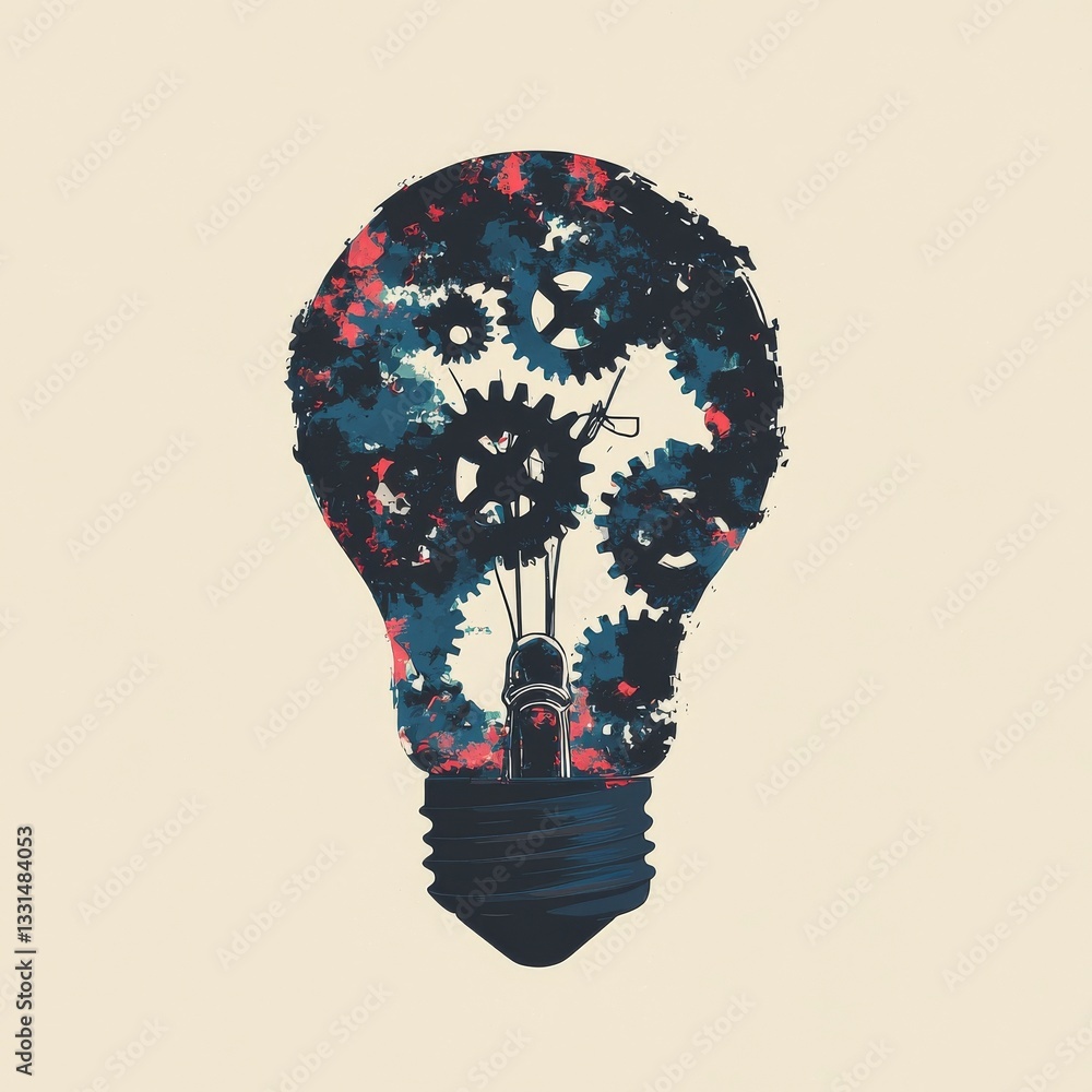 Poster the idea of a light bulb is part of the new technology and innovation mechanism concept