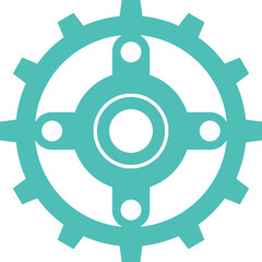 blue colour gear sign hand drawn vector image with PNG Transparent background