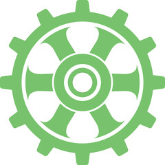 green colour gear image hand drawn vector image with PNG Transparent background