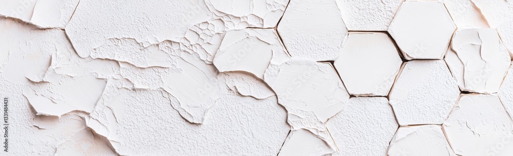 Poster futuristic geometric backdrop with a widescreen hexagonal design and white hexagons, providing copy 