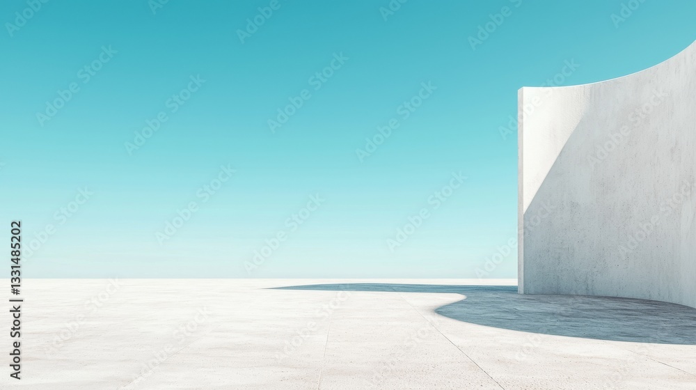 Aufkleber an empty concrete floor is set amidst abstract futuristic architecture in this 3d render, perfect fo