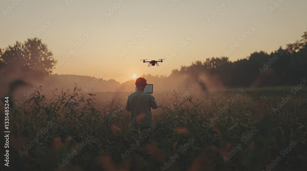 Aufkleber modern farming is being transformed by efficient agrotech through automation using drones and machin