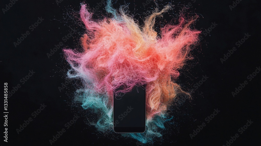 Poster a futuristic background of innovation and technology featuring a glowing neon wave and line in 3d on