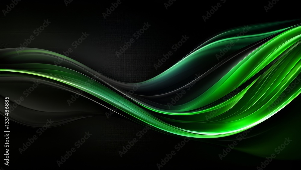 Poster an stock image of a futuristic abstract background with high-speed moving wave lines in green and bl