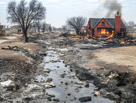 Aftermath of a destructive fire and flood