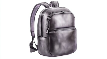 Fototapeta premium Stylish black leather backpack with multiple compartments, ideal for daily use or travel.