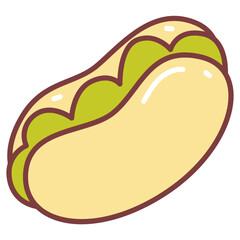 Cute Fast Food Hot Dog Vector Illustration