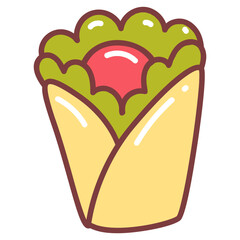 Cute Fast Food Kebab Vector Illustration