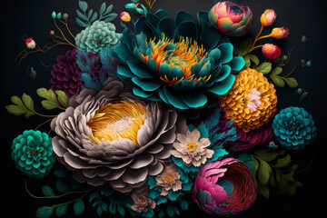 Beautiful flowers bouquet on a dark background