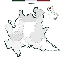 Obraz premium Regione Lombardia in Italia - Mappa vettoriale