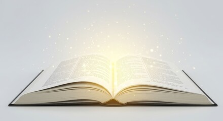 Obraz premium Open Book with Magical Glow - A captivating of an open book emitting a soft, magical glow, perfect for education, fantasy, or knowledge-related projects