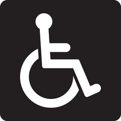 Wheelchair accessible flat icon. Disabled person vector illustration in simple and recognizable design for accessibility isolated on transparent background. Handicapped access sign or symbol.