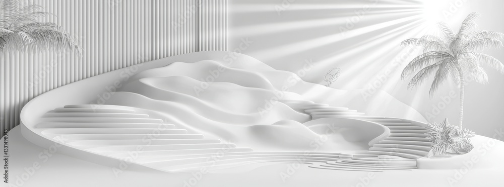 Poster the concept of a futuristic, empty room and corridor is brought to life with a 3d rendering of a cem