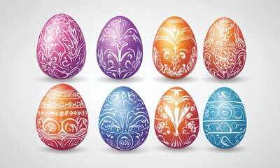 Fototapeta premium Colorful decorated eggs arranged in a symmetrical pattern for Easter celebration