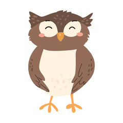 Adorable cartoon owl character for children's design projects.