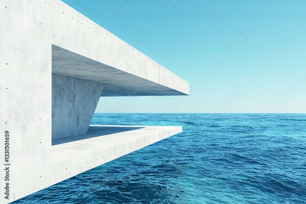 Poster the background features an abstract white setting with natural stone architecture, an empty space pl