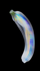 Holographic Banana with Futuristic Glow on Black Background