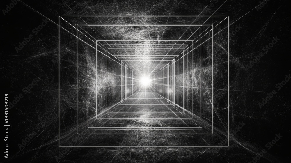Poster the image features a 3d rendering of an empty digital wall box set against a grey and black backgrou