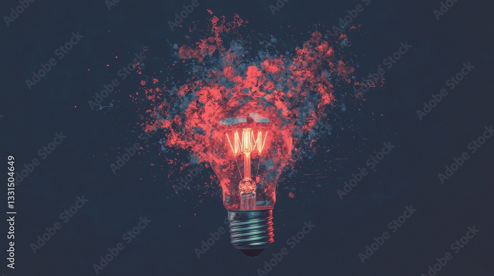 Poster data visualization is displayed on a glowing light bulb with a blurry background