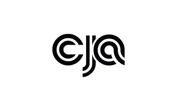 CJA Creative Unique Modern Letter Logo Design. Stylized logo featuring a unique letter design, presenting abstract minimalist aesthetics and modern appeal.