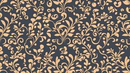Beige floral pattern, textile design