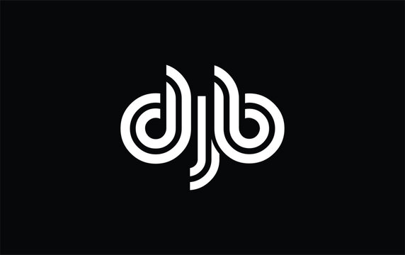 DJB Creative Unique Modern Letter Logo Design. Stylized logo featuring a unique letter design, presenting abstract minimalist aesthetics and modern appeal.