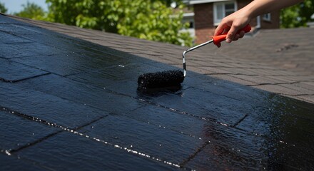 Roof Repair: Applying Black Waterproofing Sealant