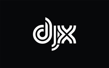 DJX Creative Unique Modern Letter Logo Design. Stylized logo featuring a unique letter design, presenting abstract minimalist aesthetics and modern appeal.