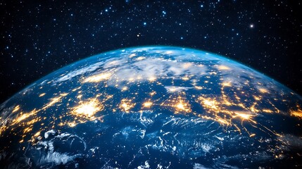 Obraz premium A view of planet Earth from a starry outer space perspective