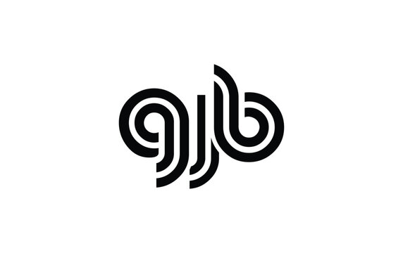 GJB Creative Unique Modern Letter Logo Design. Stylized logo featuring a unique letter design, presenting abstract minimalist aesthetics and modern appeal.