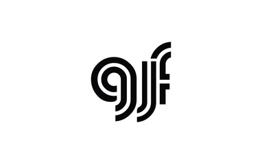 GJF Creative Unique Modern Letter Logo Design. Stylized logo featuring a unique letter design, presenting abstract minimalist aesthetics and modern appeal.