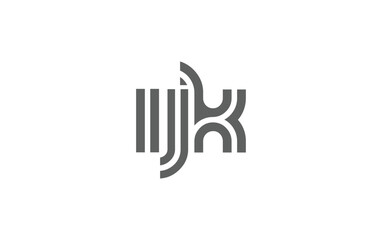 IJK Creative Unique Modern Letter Logo Design. Stylized logo featuring a unique letter design, presenting abstract minimalist aesthetics and modern appeal.
