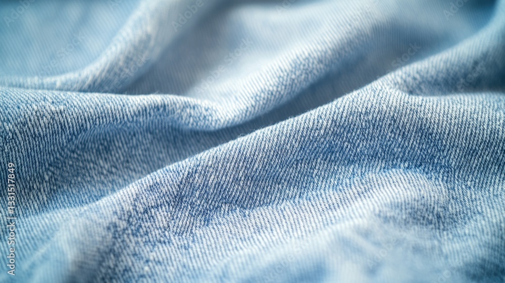 Poster a close-up view of a blue fabric, suitable for use in textile or fashion design contexts