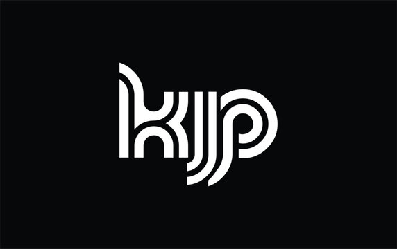 KJP Creative Unique Modern Letter Logo Design. Stylized logo featuring a unique letter design, presenting abstract minimalist aesthetics and modern appeal.
