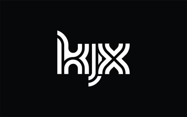 KJX Creative Unique Modern Letter Logo Design. Stylized logo featuring a unique letter design, presenting abstract minimalist aesthetics and modern appeal.