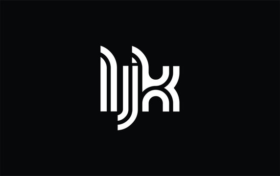 LJK Creative Unique Modern Letter Logo Design. Stylized logo featuring a unique letter design, presenting abstract minimalist aesthetics and modern appeal.