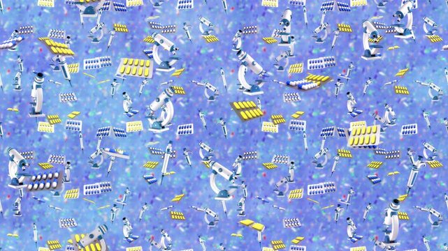 PHARMACEUTICAL BIO TECH THEME loop tile Falling Background. This is a bio technology loopable and tileable wallpaper
