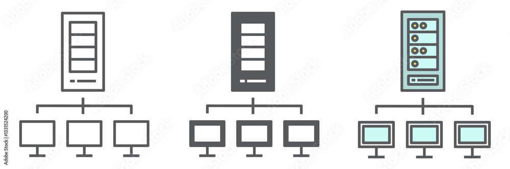 Poster server network icon collection, database and connection, web hosting vector icon set, vector graphic