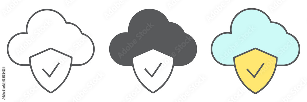 Poster cloud protection icon collection, database and security, data protection vector icon set, vector gra