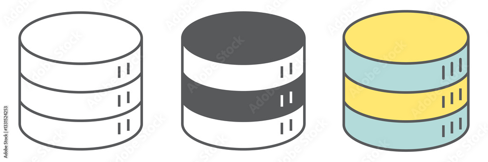 Poster database icon collection, database and storage, server vector icon set, vector graphics, editable st