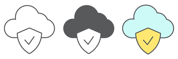 Cloud protection icon collection, database and security, data protection vector icon set, vector graphics, editable stroke outline sign, eps 10.