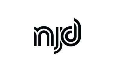 NJD Creative Unique Modern Letter Logo Design. Stylized logo featuring a unique letter design, presenting abstract minimalist aesthetics and modern appeal.