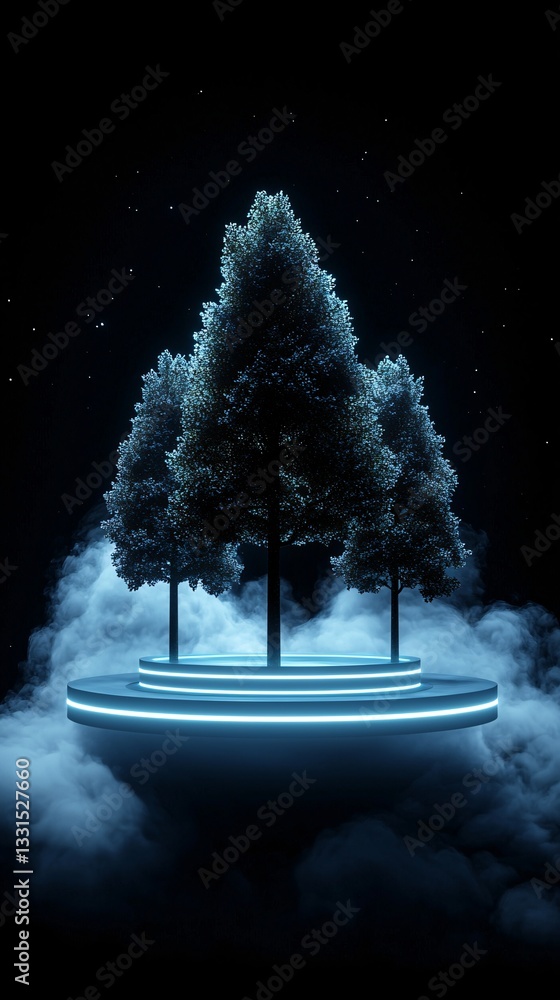 Poster a dreamlike ai-generated utopia where organic structures blend seamlessly with digital elements, iri