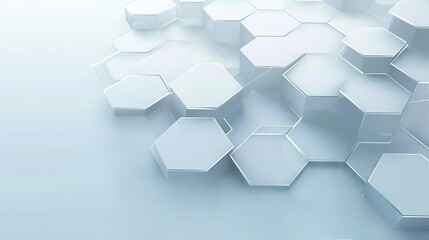 Light blue background with hexagons, for technology and science concepts, abstract digital backdrop for presentation design or business banners.